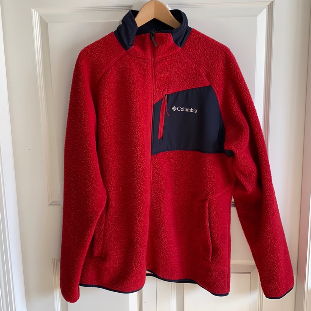 Columbia Omni Heat Full Zip Fleece - Red - Mens XL